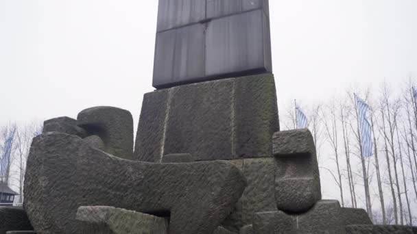 Памятник Концлагере Биркенау Часть Комплекса Освенцим — стоковое видео