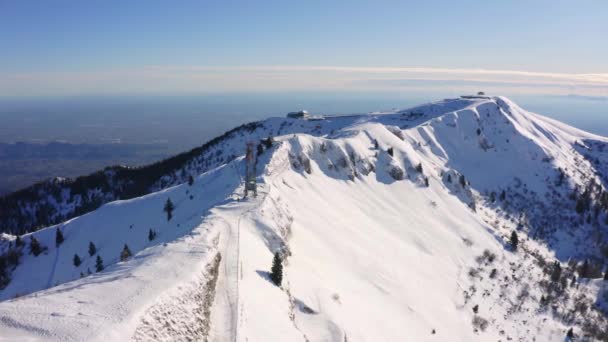 Αεροφωτογραφία Της Κορυφής Του Βουνού Cima Grappa Χιόνι Ιταλία — Αρχείο Βίντεο