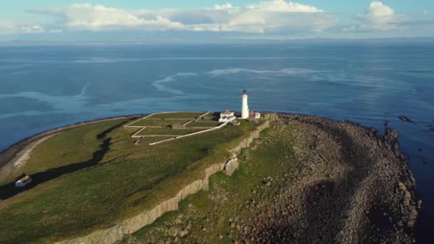 Veduta Aerea Del Faro Pladda Sull Isola Arran Una Giornata — Video Stock