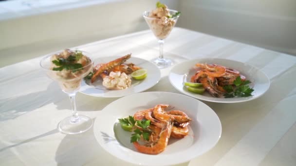 Tartinade Fruits Mer Aux Crevettes Mouvement Lent — Video