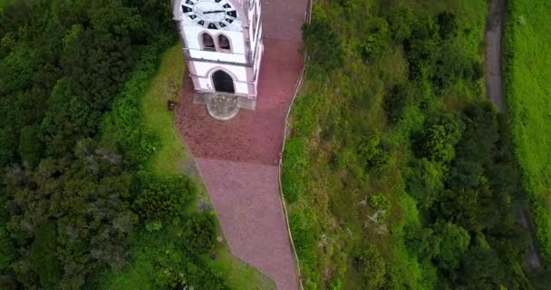 法蒂玛夫人教堂 Capela Nossa Senhora Fatima 空中视图 葡萄牙马德拉圣文森特市 — 图库视频影像