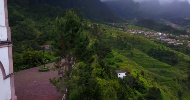 葡萄牙马德拉岛法蒂玛教堂贵妇的空中照片 — 图库视频影像