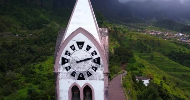 Clock Tower Chapel Lady Fatima Hilltop Village Sao Vicente Madeira — стокове відео