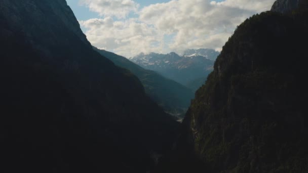 Cencenighe Agordino Auta Chain Mountain Range Marmolada Background Italy Aerial — Stock Video