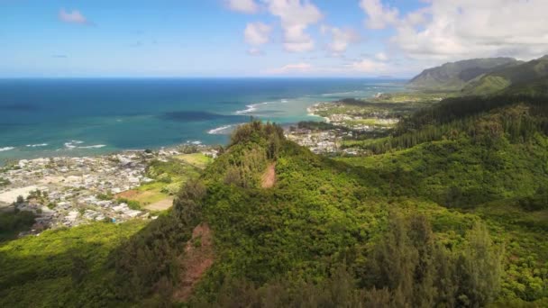 Vue Aérienne Depuis Dessus Drone Vue Sur Les Montagnes Koolau — Video