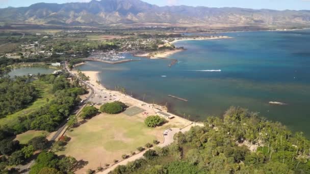 Aerial View Police Beach Old Airstrip Oahu Hawaii — Stock Video