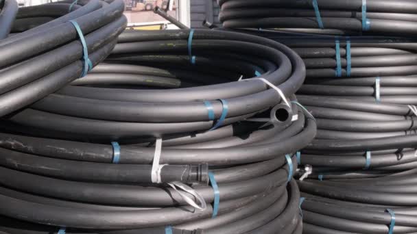 Medium Shot Static Hdpe Plastic Piping — Stockvideo