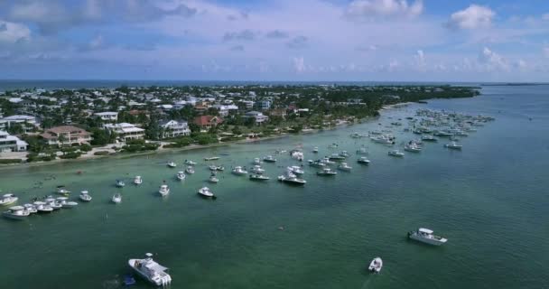 Drone Shot Van Vele Boten Zandbank Islamorada Florida Keys — Stockvideo