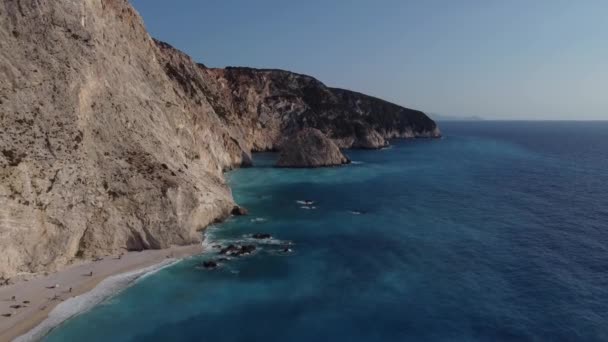 Populární Porto Katsiki Pláž Jeho Výraznou Azurově Modré Vody Impozantní — Stock video