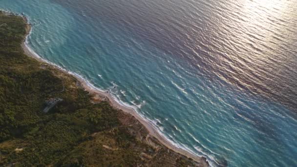 Idyllic Megali Petra Beach Its Turquoise Waters Sunset Lefkada Island — Stock Video