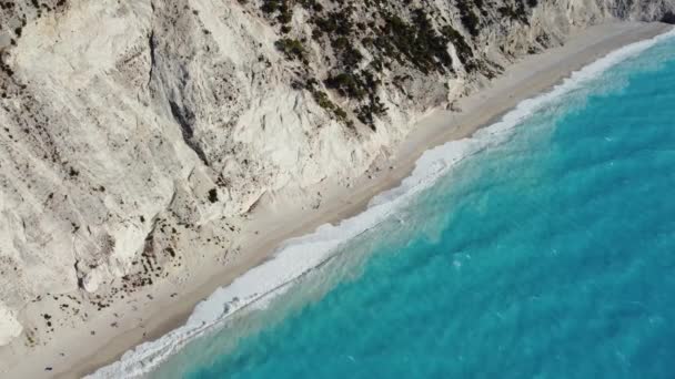 Acqua Blu Più Limpida Del Mediterraneo Egremni Beach Grecia — Video Stock