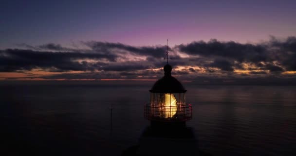 Dramatic Sunset Ponta Pargo Lighthouse Ponta Vigia Portugal Com Vista — Vídeo de Stock