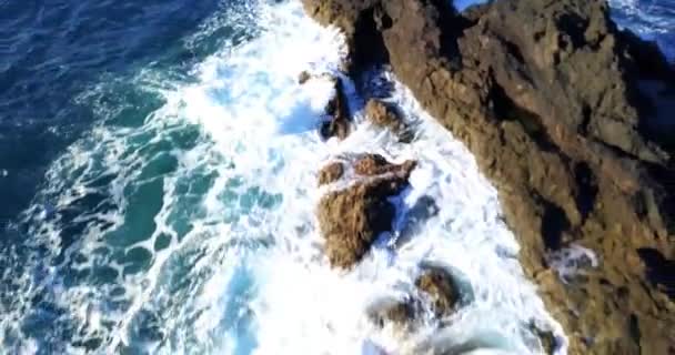 Aerial Top Flyback Seixal Volcanic Rocks Madeira Portugal — Stock Video