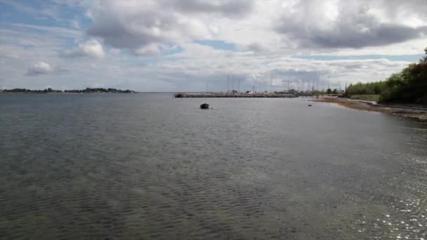 Beautiful Flyover View Danish Coastline Dolly Shot — Stock Video