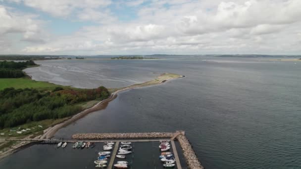 Przechwytywanie Powietrza Portu Snaptun Marina Pobliżu Miasta Horsens Danii — Wideo stockowe