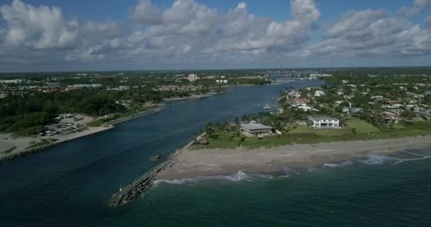 Drone Jupiter Inlet Jetty Jupiter Inlet Colony South Florida — Stock video