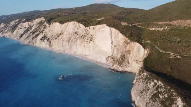 Vista Aérea Cliff Collapsed Perto Porto Katsinki Ilha Grega Lefkada — Vídeo de Stock