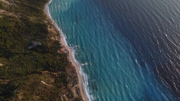 Megali Petra Beach Vista Aérea Uma Formação Rochosa Submersa — Vídeo de Stock