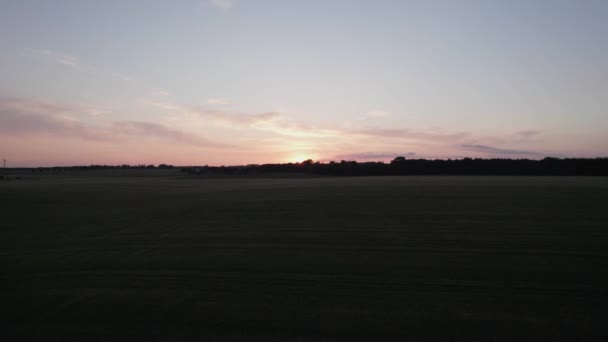 Drone Shot Sunset Field Dánsku Skandinávie Dolly Shot — Stock video