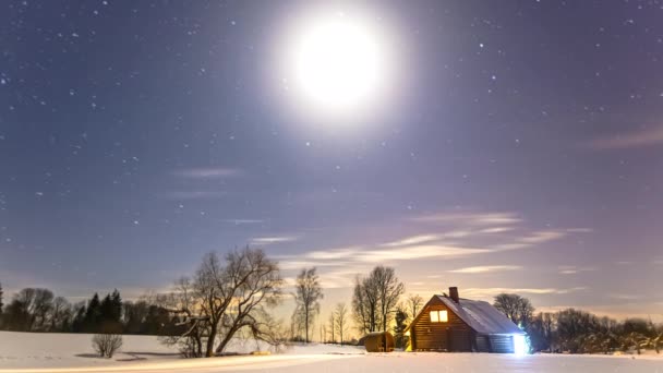 Shed Gemaakt Van Thermohout Een Mooie Winter Landschap Fusion Clip — Stockvideo