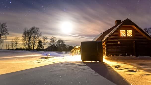 Thermowood Shed Beautiful Winter Landscape Fusion Clip — Stock Video