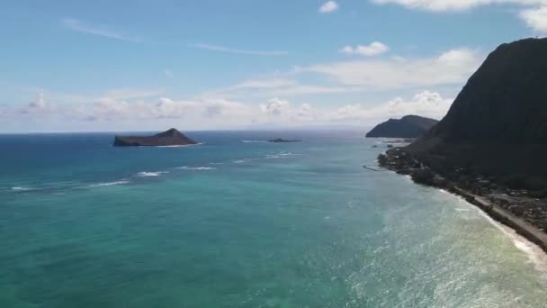 Hiperlapso Timelapse Vista Aérea Isla Del Conejo Con Las Olas — Vídeo de stock