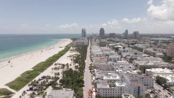 South Beach Miami Sorvolo Aereo Della Sezione Deserta Muscle Beach — Video Stock