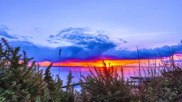 Coucher Soleil Sur Mer Depuis Île Guernesey Dans Manche Large — Video