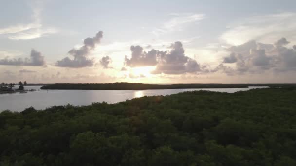 Feixe Sol Crepúsculo Dourado Costa Oeste Pantanosa Flórida Perto Matlacha — Vídeo de Stock