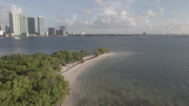 Lage Luchtvlucht Pace Island Biscayne Bay Voor Edgewater Miami — Stockvideo
