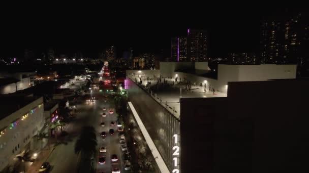 Night Aerial Alton Miami Social Distance Zumba Class Roof — Stock Video