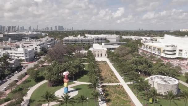 Luftüberführung Von Bass Park Miami Beach Richtung Bass Art Museum — Stockvideo