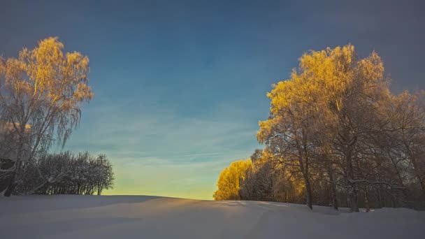 Απίστευτο Timelapse Ενός Ηλιοβασιλέματος Πάνω Από Ένα Χειμερινό Τοπίο Στην — Αρχείο Βίντεο