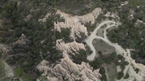 Aerial Paesaggio Hoodoo Unico Drammatico Les Orgues Erosione Della Natura — Video Stock