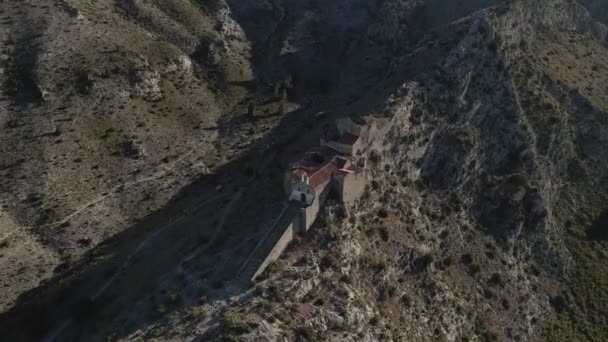 Historic Medieval Hermitage France Built Arid Limestone Cliffs — Stock Video