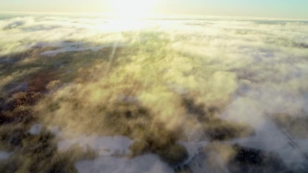 Bella Panoramica Aerea Strato Nuvole Nel Cielo Mattino Con Luce — Video Stock