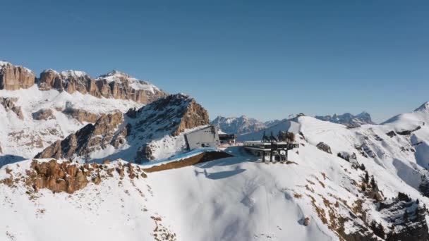 Drone Roterar Skidliften Belvedere Ski Resort Italien — Stockvideo