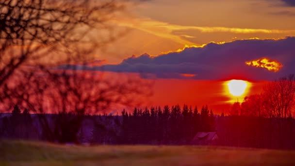 Západ Slunce Oranžové Obloze Správný Čas Večer Zapadá Velké Jasně — Stock video