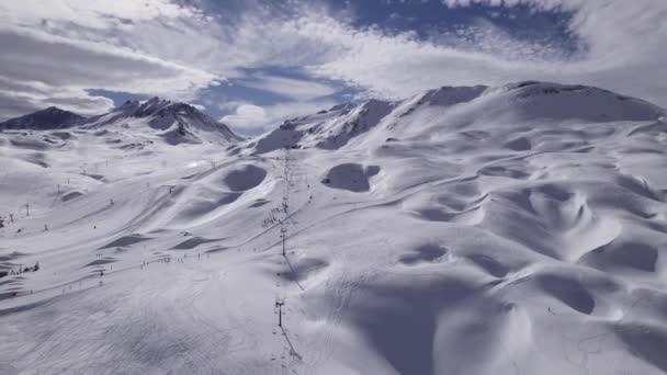 Ski Toeristen Skiën Skipiste Dolly Shot Panning Shot Schot Tignes — Stockvideo