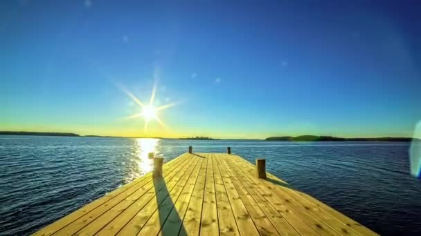 Timelapse Soleil Couchant Doré Sur Une Jetée Pêche Sur Une — Video