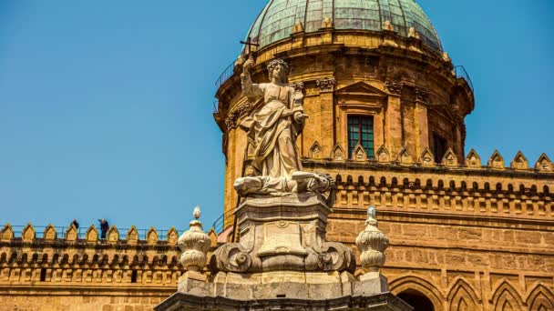 Fotografia Baixo Ângulo Catedral Palermo Sicília Itália Com Vista Para — Vídeo de Stock