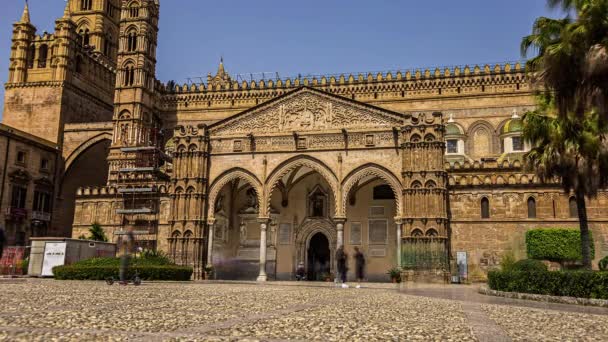Palermo Itália Fotografia Baixo Ângulo Basílica Catedral Santa Virgem Maria — Vídeo de Stock
