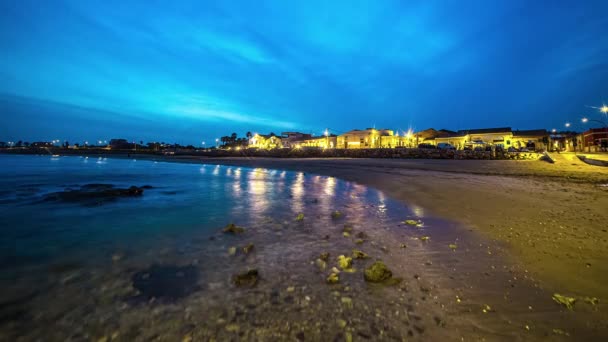 Spiaggia Marina Vecchia Avola Eloro District シラキュース シチリア島 イタリアの夜の時間経過 — ストック動画