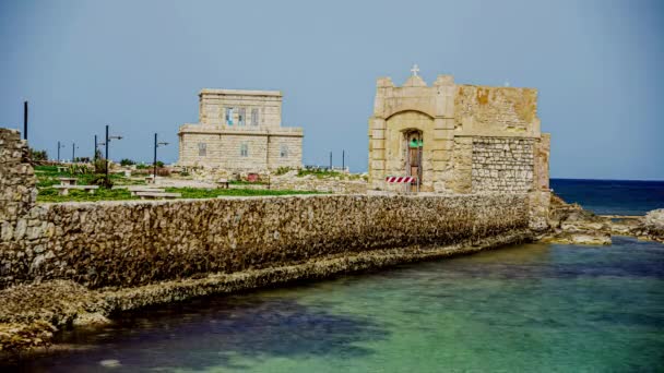 Utrata Czasu Stare Ruiny Torre Ligny Port Trapani City Wyspie — Wideo stockowe