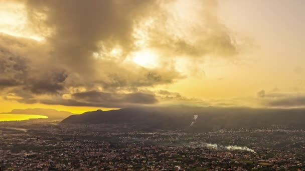 Vista Panorâmica Cidade Palermo Primeiro Plano Cordilheira Junto Com Costa — Vídeo de Stock