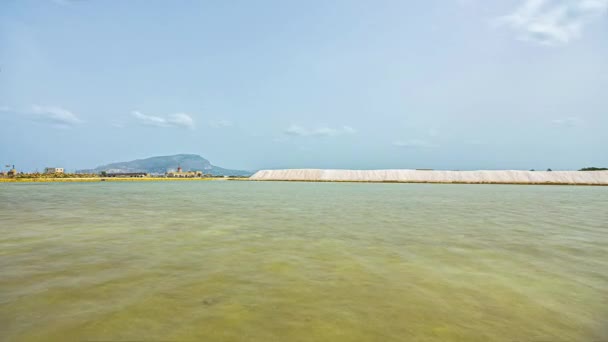 意大利Trapani省Paceco盐罐意大利自然保护区日间堆放景观 海水池 — 图库视频影像