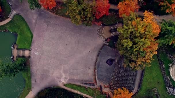 Iconic Cesis Castle Park Rooftops Latvia Aerial — Stock Video