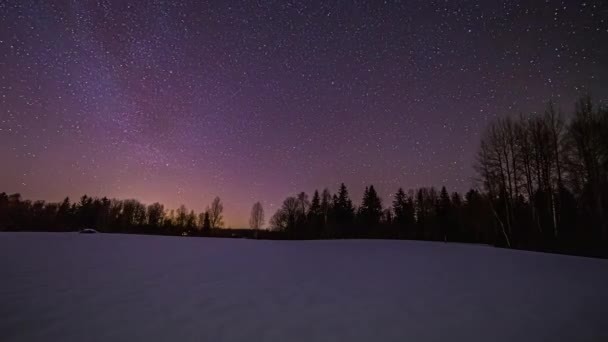 Временной Промежуток Разноцветного Сияния Звезд Движущихся Ночному Небу — стоковое видео