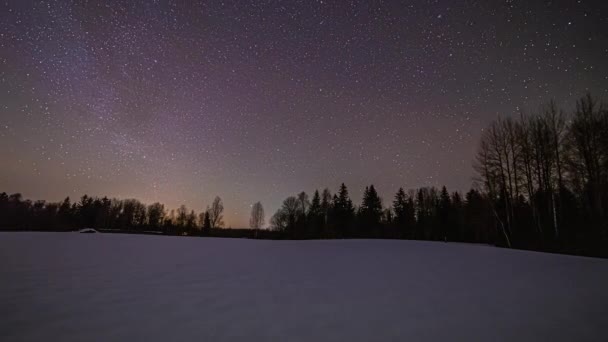 Vista Estática Constelações Estreladas Movimento Estrelas Rotativas Céu Noturno Inverno — Vídeo de Stock