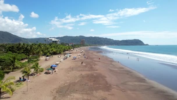 Aerial Drone Imagens Praia Jaco Puntarenas Costa Rica Dolly Out — Vídeo de Stock